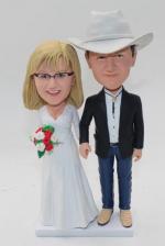 Casual couple wedding cake topper bobbleheads [AM1447]