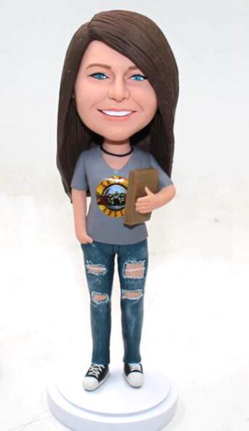 Personalized Bobbleheads girl with books