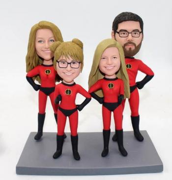 Custom bobbles for family- Incredibles- for 4 persons