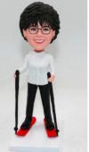 Custom skiing female bobblehead