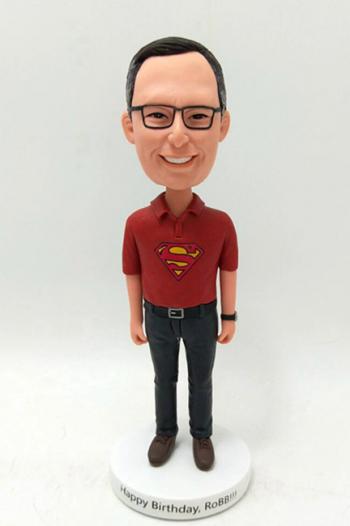 Personalized bobblehead-Man with Super dad super boss logo