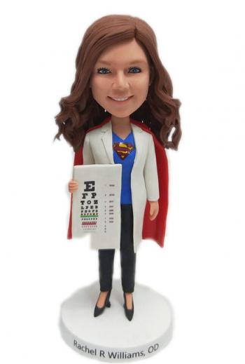 CUSTOM OPTOMETRIST BOBBLEHEAD WITH EYECHART