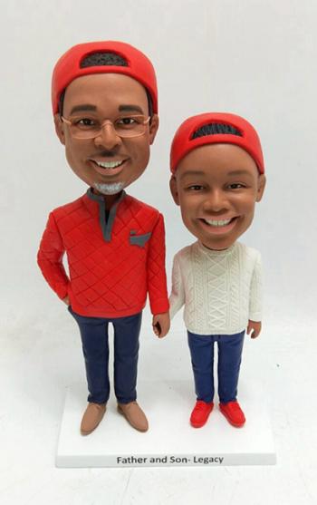 Custom bobblehead father and son