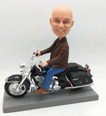 Custom rider bobblehead with motorcycle