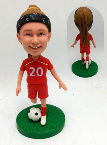 Custom bobblehead girl football player