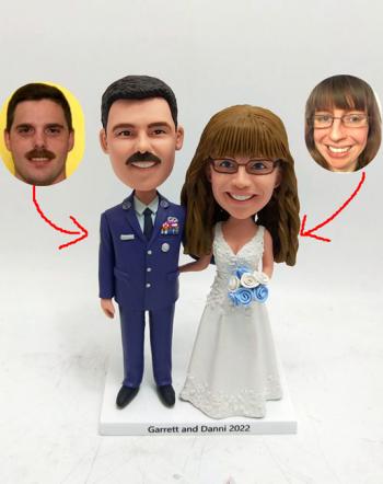 Custom wedding bobblehead cake topper