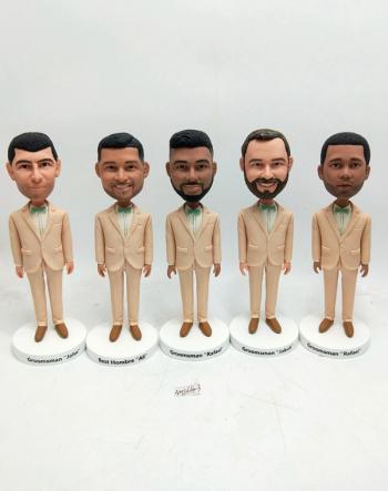 Custom five groomsmen bobbleheads