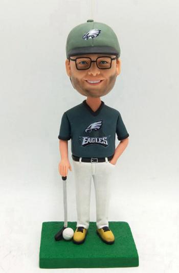 Custom bobblehead- golfer in Philadelphia Eagles