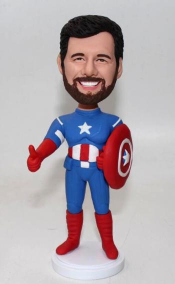 Captain my face superhero custom bobblehead