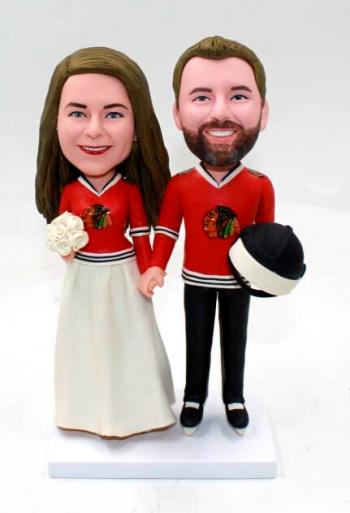 Custom couple wedding bobblehead Chicago Blackhawks