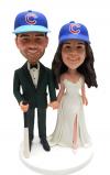 Baseball bobblehead Chicago Cubs couple wedding cake topper bobbleheads