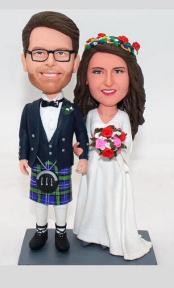 Custom wedding anniversary bobblehead in kilt