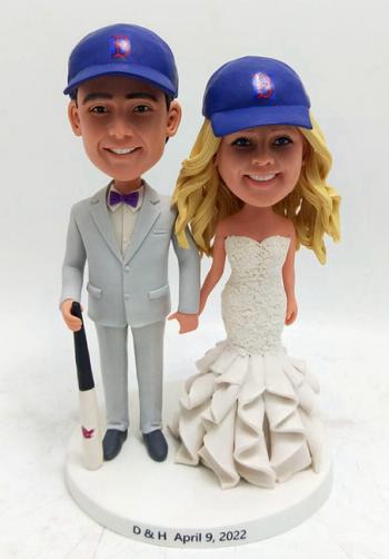 Custom baseball theme wedding cake topper