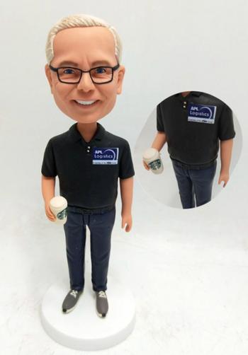 Custom boss bobblehead with coffee cup