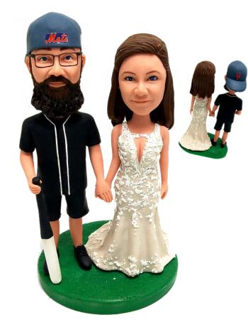 Custom baseball theme wedding cake topper