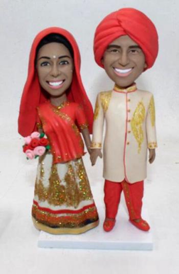 Indian wedding bobbleheads cake topper