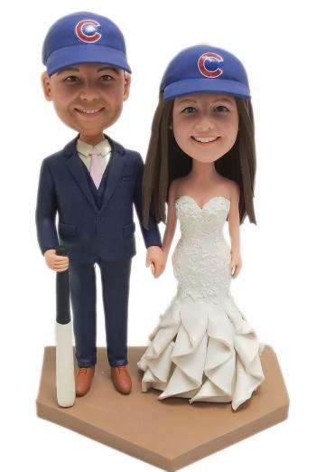 Custom couple bobblehead Chicago Cubs fans