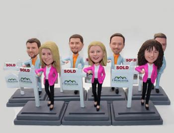 Realtor Custom Bobbleheads mini Bulk order-Head to toe design