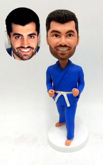 Custom bobblehead Brazilian jiu-jitsu bobblehead in blue Gi