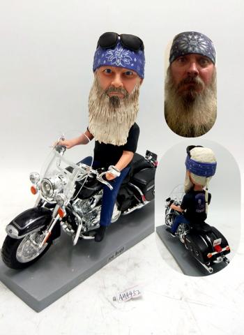 Custom retirement bobblehead in motorcycle