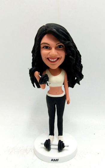 Custom bobblehead-female with barbell