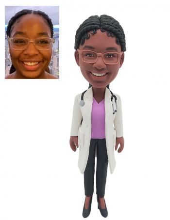 Custom Female Doctor Bobblehead with Stethoscope – Personalized Physician Gift
