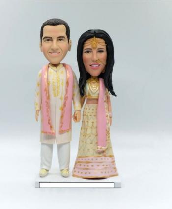 Custom wedding bobbleheads-Indian wedding cake topper