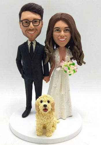 Custom wedding cake topper with dog