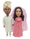 Custom bobblehead Indian couple cake topper