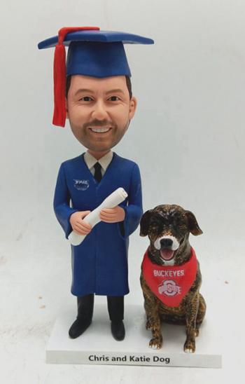 Graduation bobblehead with your own dog