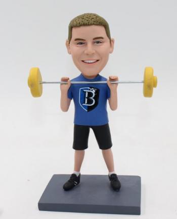 Male Weight Lifter Bobblehead Doll Weightlifting