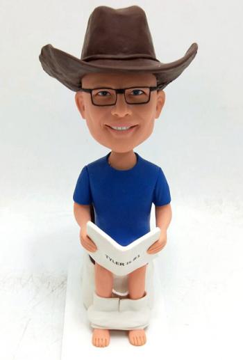 Custom bobblehead man in toilet