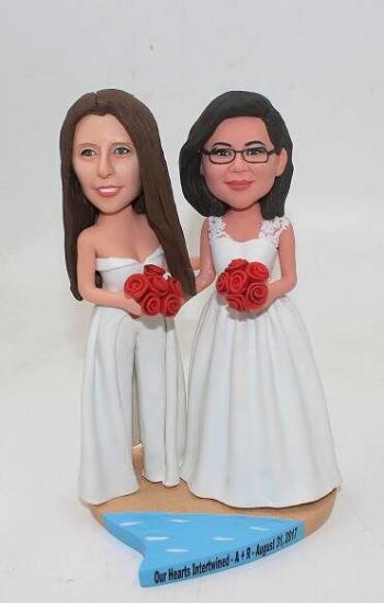 Personalized wedding cake toppers-Two brides