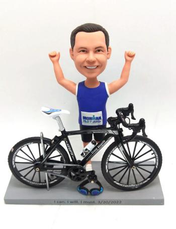 Custom cyclist Bobbleheads with bicycle