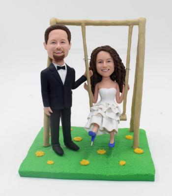 Playing on the swings Wedding Bobbleheads