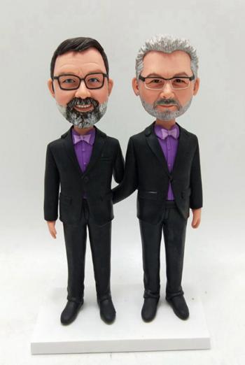 Two Grooms Personalized wedding bobbleheads cake topper