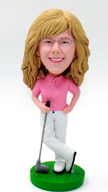 Custom female golfer bobblehead doll