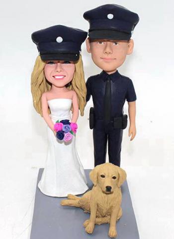 Custom policeman wedding cake topper