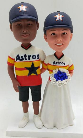 Custom wedding cake toppers ASTROS fan couple