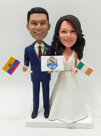 Transnational marriage wedding cake topper