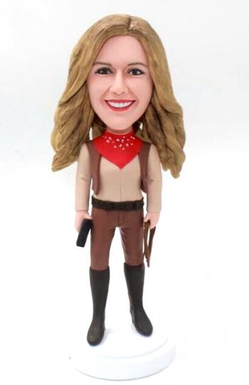 Custom cowboy girl bobblehead doll