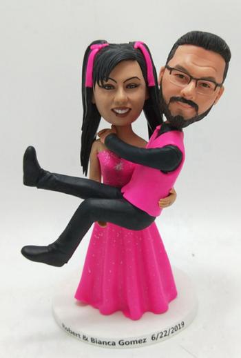 Personalized custom Wedding cake topper-Bride hold groom