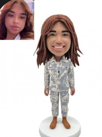 Custom Bobblehead US Army Soldier - Personalized Military Bobblehead Gift