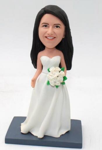 Custom bridal shower bobblehead cake topper gift