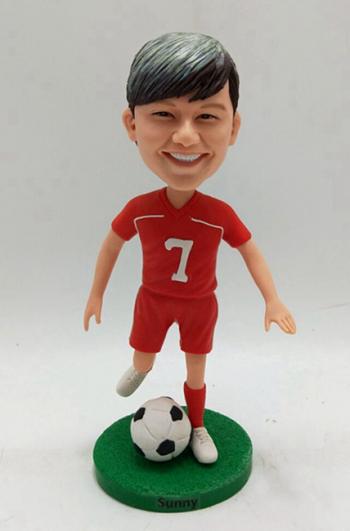 Custom bobblehead- Playing soccer ball