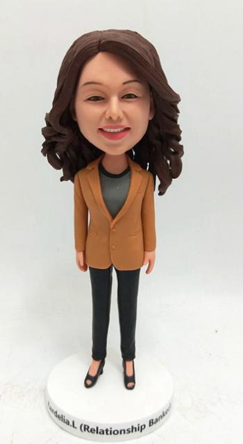 Custom bobblehead female banker