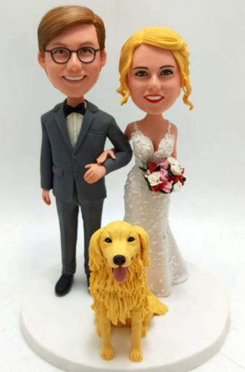 Custom wedding bobbleheads cake toppers