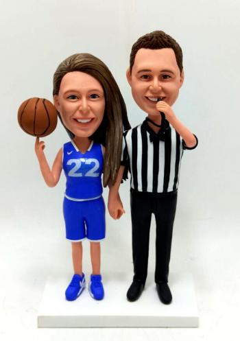 Custom bobblehead doll basketball girl & Referee