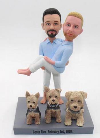 Same sex gay wedding bobbleheads cake toppers