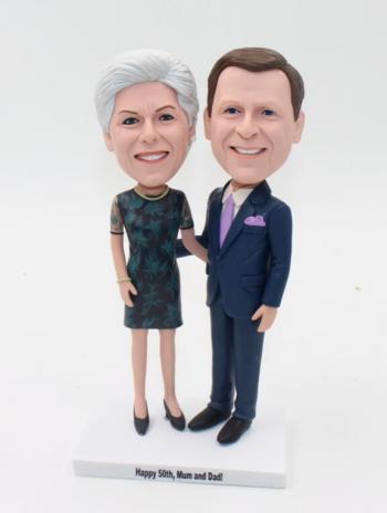 Anniversary bobbleheads cake toppers